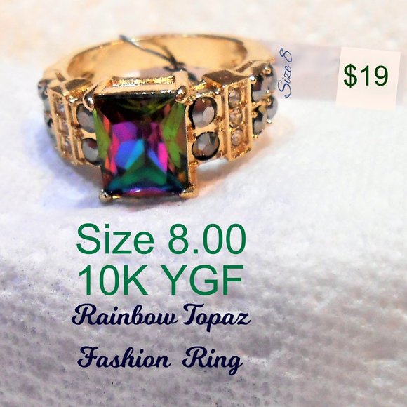 Unisex Rainbow Topaz Ring  NEW - Picture 5 of 10